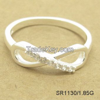 Sterling Silver Women Finger Ring 8 Shape Setting AAA Cubic Ziconia Fast Delivery