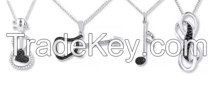 Sterling Silver Guitar Pendants Musical Jewelry Rhodium n Black Gold Plating Small MOQ Good Quality