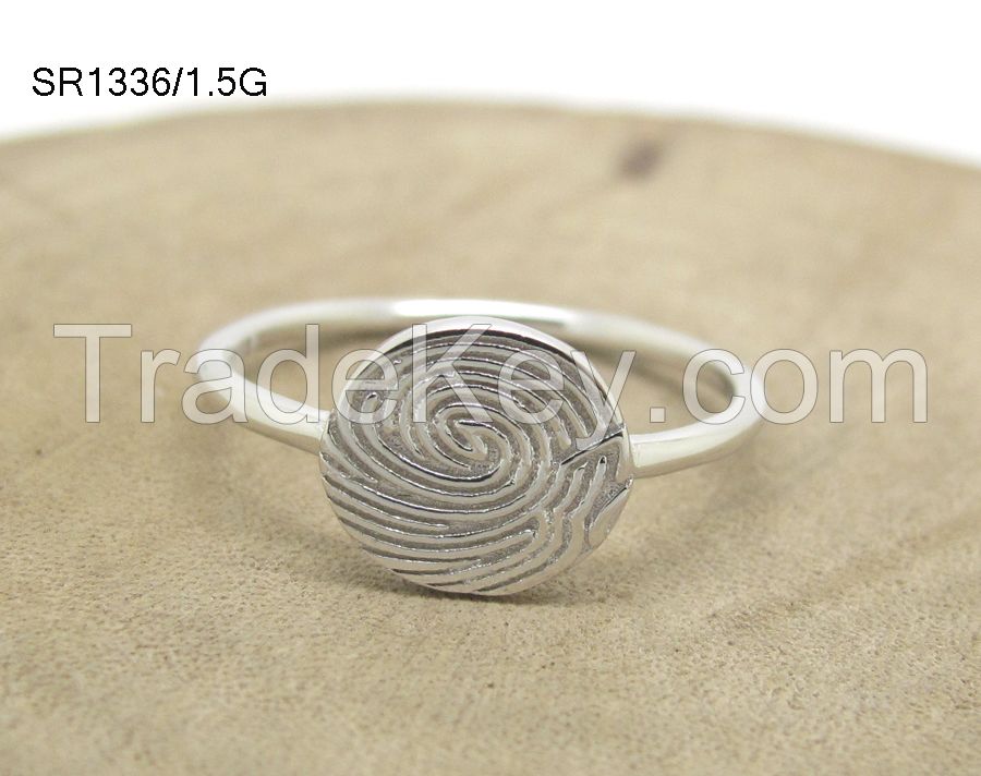 925 Silver Women Finger Ring Fngerprint Round Shape Facotry Directly Good Quality
