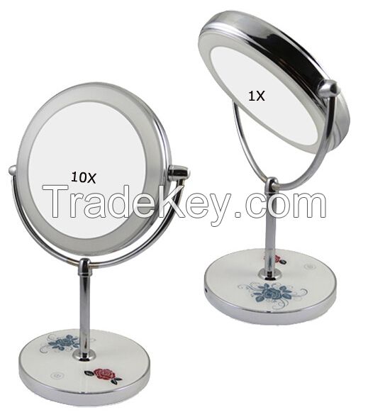 Sell High end USB charging dual sided desktop makeup mirror with LED lights