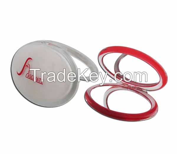 Oval Shape Made by Acrylic Promotional Compact Mirrors for Lip , Double Folding Sides