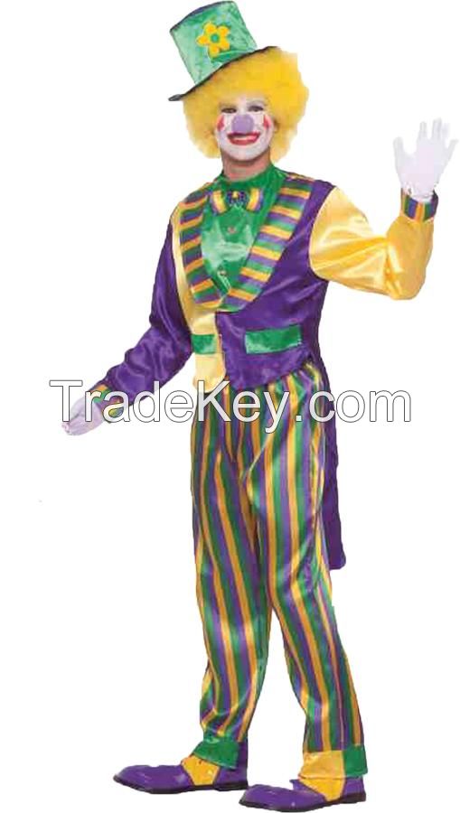 Mardi Gras Clown Adult Costume Yellow Green One Size FM67982