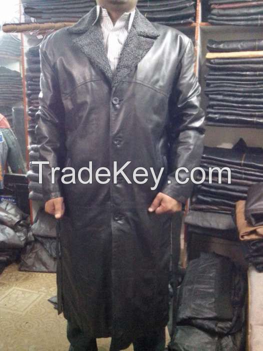 Hot sale 2015 cheap Men's Genuine Cowhide Leather Trench Long Duster Coat
