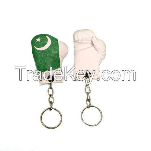 Promotional Custom mini PU leather boxing glove MMA glove keychain  mini martialarts keychain, mini soccerball football keychain