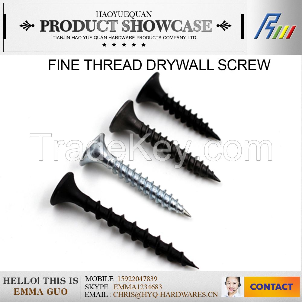 3.5X25mm black fine thread drywall screw from china factory