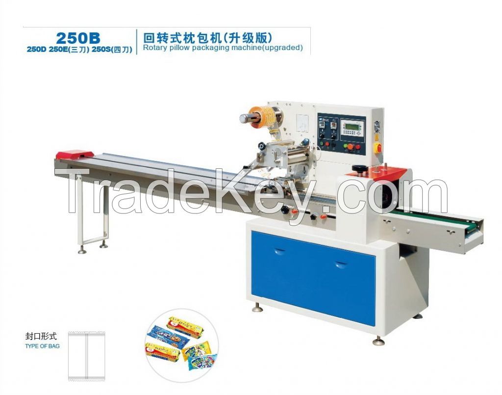 Rotary Pillow Packaging Machine, bread packing machine.chocolate packing machine.