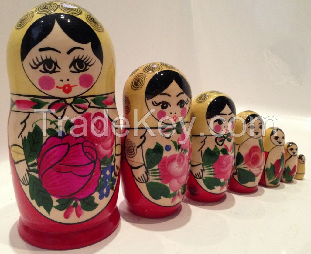 Wholesale Russian Traditional Wooden Nesting Dolls Matryoshka 7 pieces 17 cm