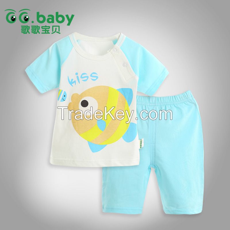 2015 100%Cotton Summer Baby Clothing Set Unisex Babies Suits Baby Boy Girl Clothes Sets Newborn (Vest + Shorts Pants Infant Suit