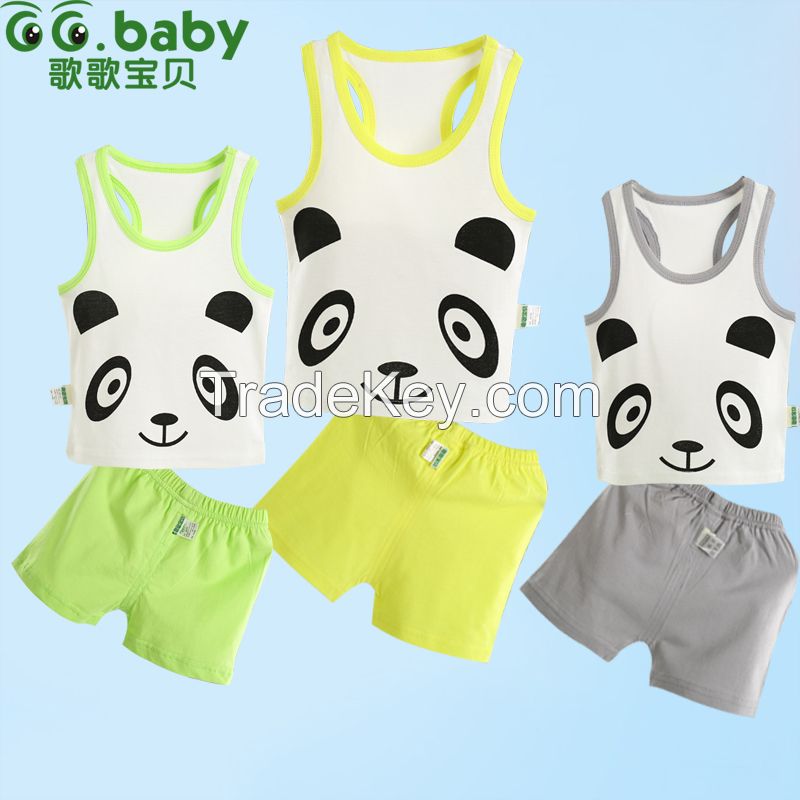 2015Hot 100%Cotton Summer Baby Clothing Sets Fashion Animal Panda Newborn Baby Girl Boy Clothes Set Romper Infant Suits Babies