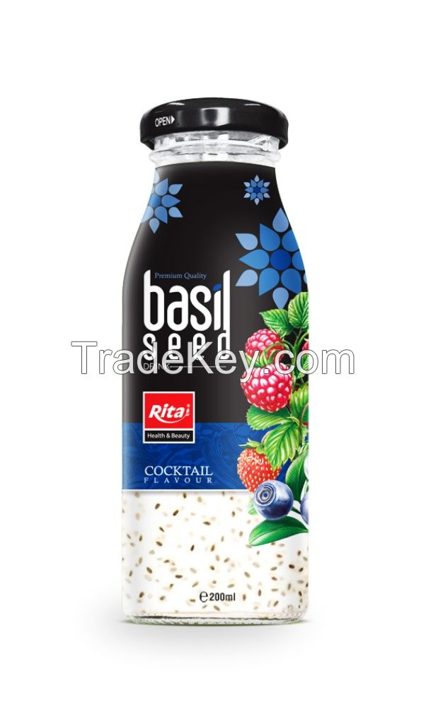 200ml Glass bottle Cocktail flavor Basil Seed Drink