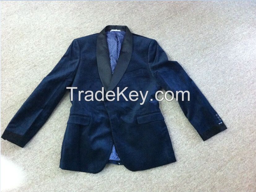 Mens TR suits  Velvet fabric shawl lapel-2 blue color