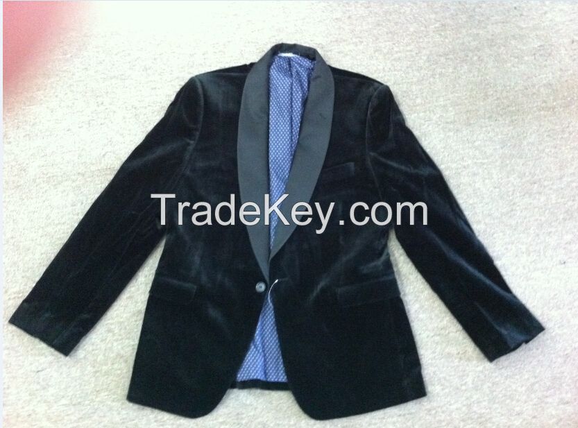 Mens TR suits  Velvet fabric shawl lapel-4 black color