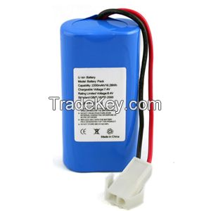 OEM/ODM Rechargeable ICR18650 7.4V 2Ah/2.2Ah Li-ion Battery Pack