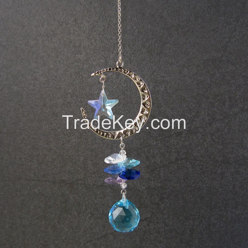 Moon and Star Crystal Pendant Ornaments for Home Decor