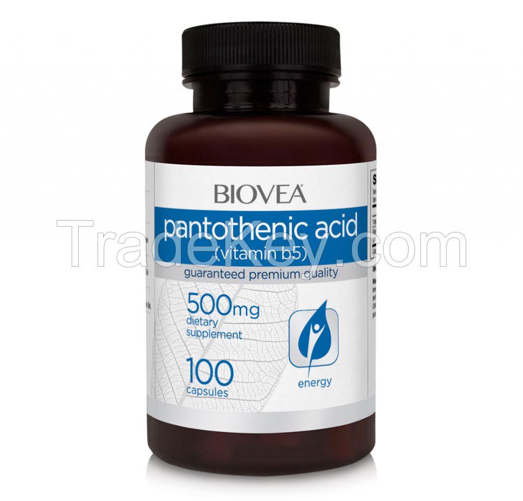 PANTOTHENIC ACID (Vitamin B5) 500mg 100 Capsules