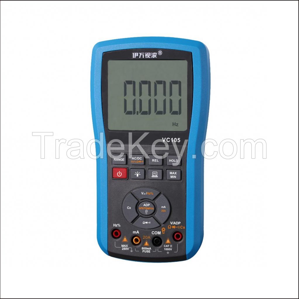 VC105 Waterproof Auto-range digital multimeter Temperature measuring/HFE/Jx/Frequency/Capacitance/Diode/Continuity test