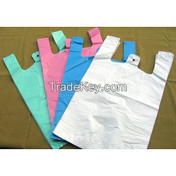 printed HDPE T-shirt bag with good quality for shopping