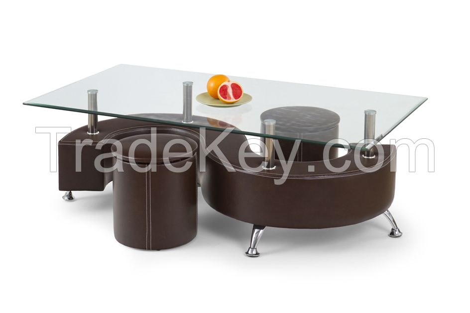 Modern home furniture S shape glass coffee table /mesa de centro