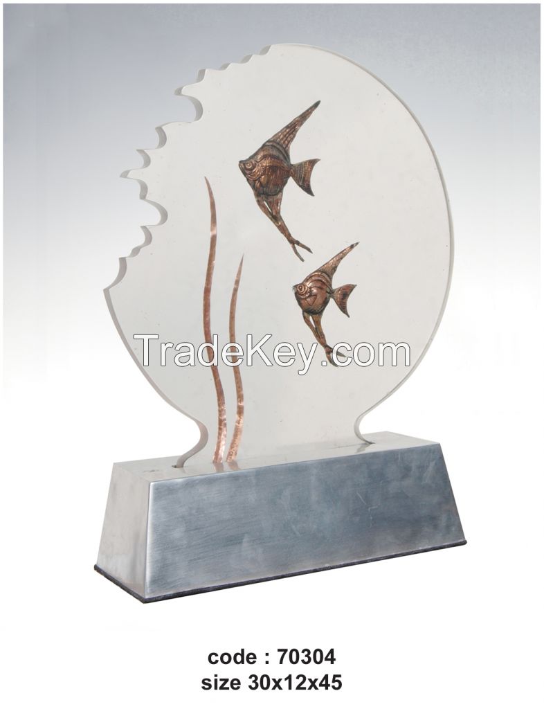 Home Accessories - Circel Fish - Stone Wood Combination - Lifestyle Decoration