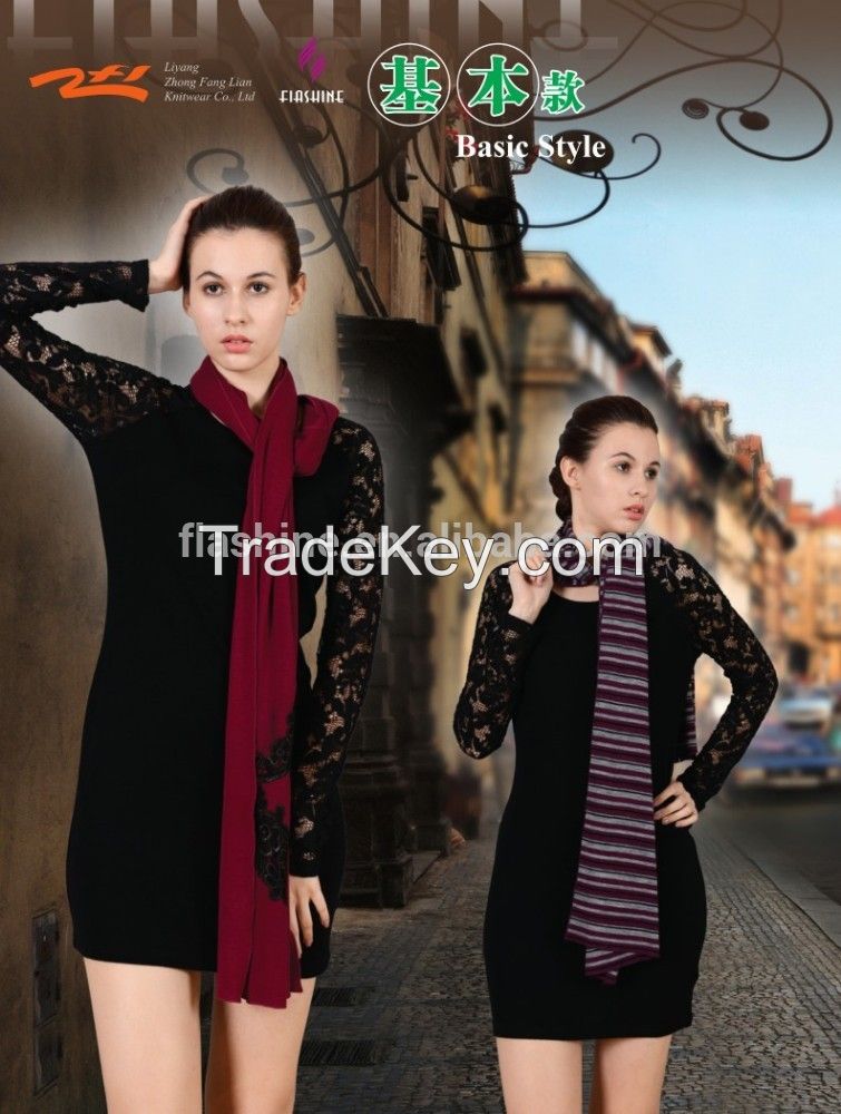 women's/ lady's sexy and elegant black woolen dress with hollow long sleeves