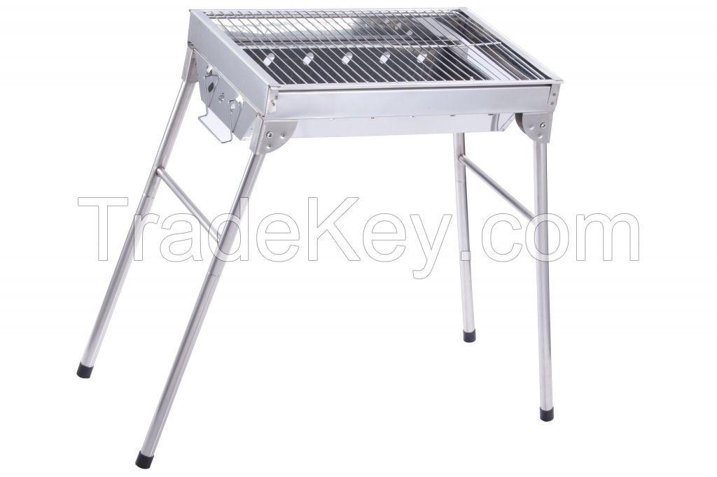 Picnic camping stainless steel charcoal barbecue grill with foldable legs