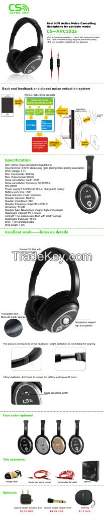 aviation noise cancelling headphone CS-ANC102W