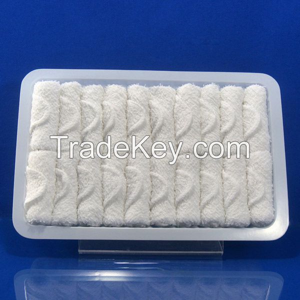 factory price 100% Cotton plain woven white airline towel hot towels