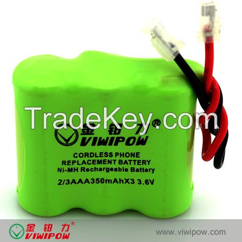 3.6V 350mAh NiMH Battery Pack - Wireless Tel Battery (VIP-2/3AAA-350)