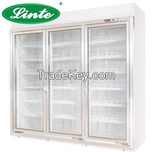 beverage 3 glass doors convenience store display refrigerator