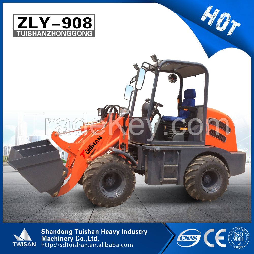 0.8 ton Chinese mini wheel loader for sale with 4 wheel drive and hydrostatic transmission