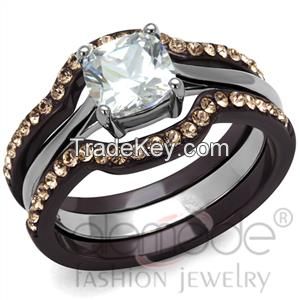 Sell Two Tone Stainless Steel AAA Grade CZ Wedding Ring Sets