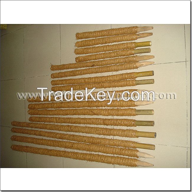 Coconut covered wooden stakes