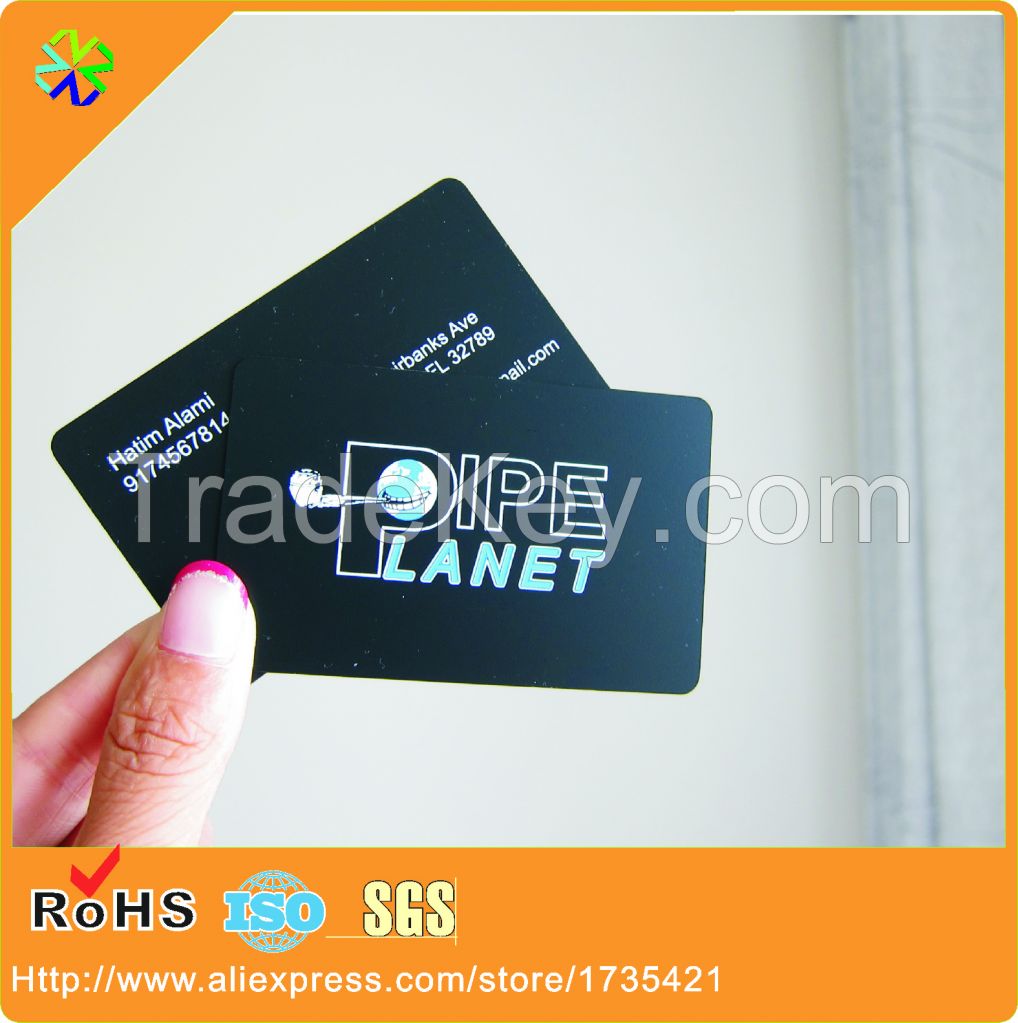 free design!100pcs/lot 0.5mm thickness plated black metal business card