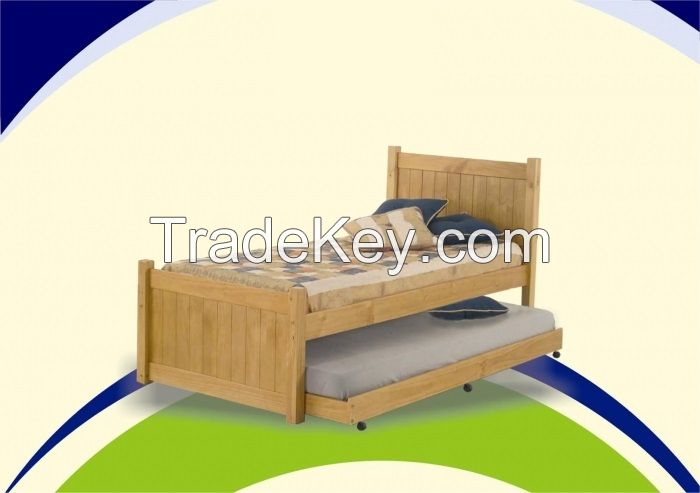 Wooden Double Bed 100% Reforestation Pine Wood