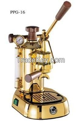 La Pavoni Professional Manual Espresso Machine - Gold Plated Brass - PPG-16