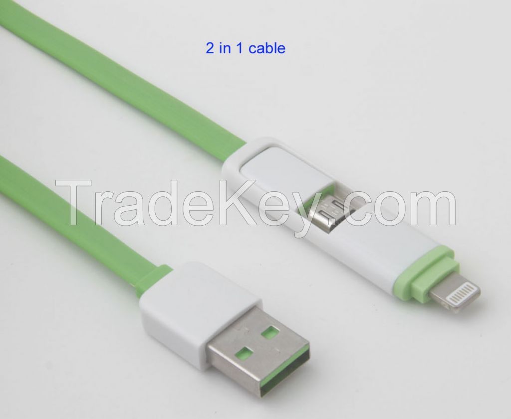 Fashion 2 in 1 cables for micro and iphone