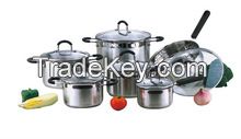 14PCS Stainless Steel Kitcheware    Melamine Dinnerware  Stainless Steel Dinner Plate, Spray Lacquer Pot Set