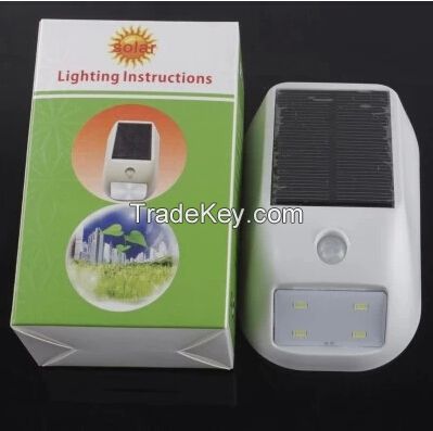 Solar Powered 4LEDs PIR Induction Wall Light Motion Sensor Led Steel Lights Garden Wall Pir Lobby Pathway Lamps