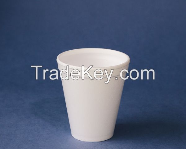 Foam cups and foam containers made of EPS, foam and plastic lids for cups and containers