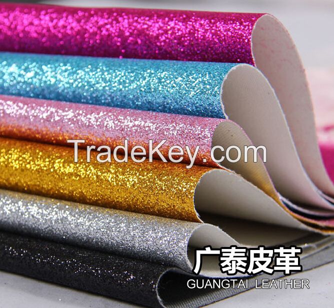 PU glitter material for handbag and wallpaper usage