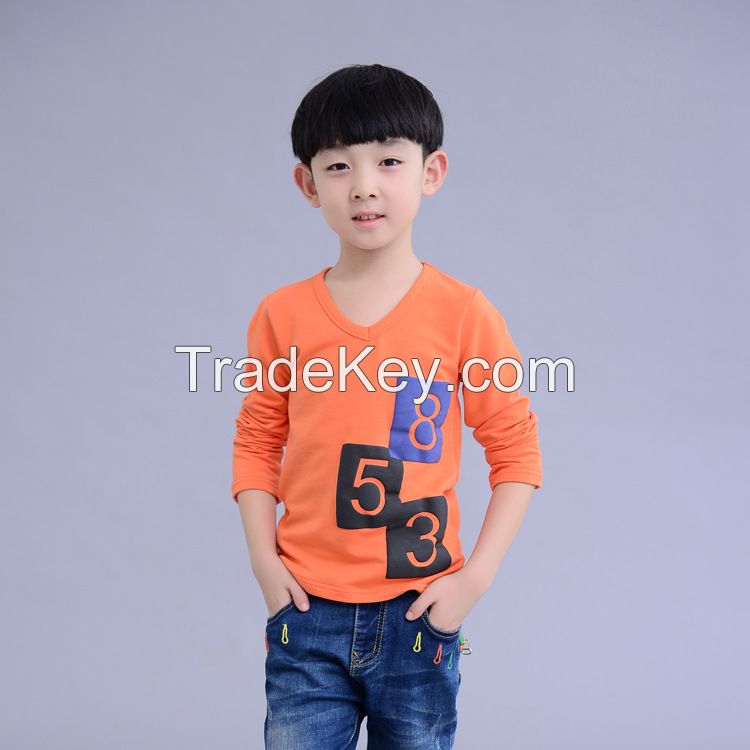 newest fashionable children 100% cotton long sleeve T shirts