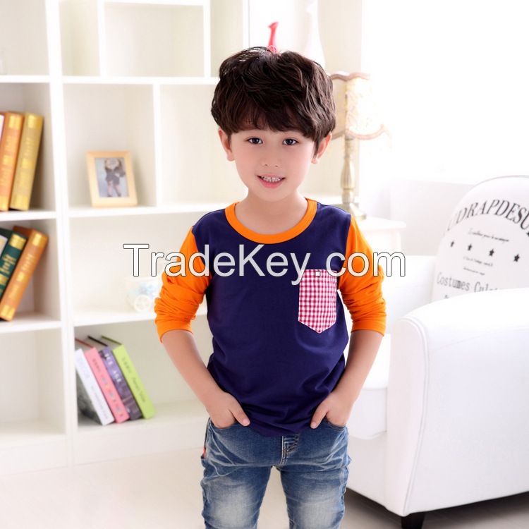 new design long sleeve cotton t-shirts for boys childen clothing factory