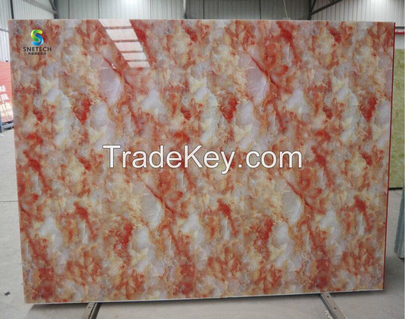 Tempered Paint Glass For Table Top Marble  Wood Pattern