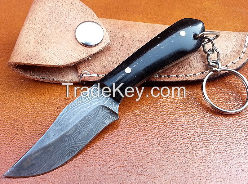 Damascus hand made small Mancher Key chain knife