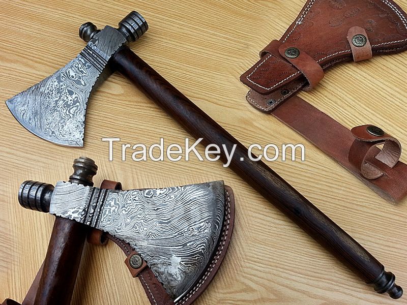 Damascus hand made Ax with pouch