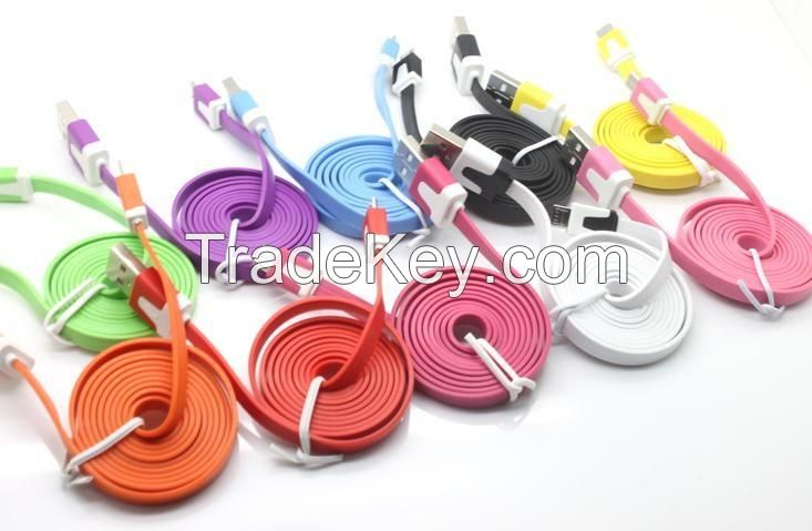 cheap Micro USB 2.0 Charging 1M Cord Flat Woven Fabric for Samsung Galaxy S3 S4 S5 HTC Blackberry