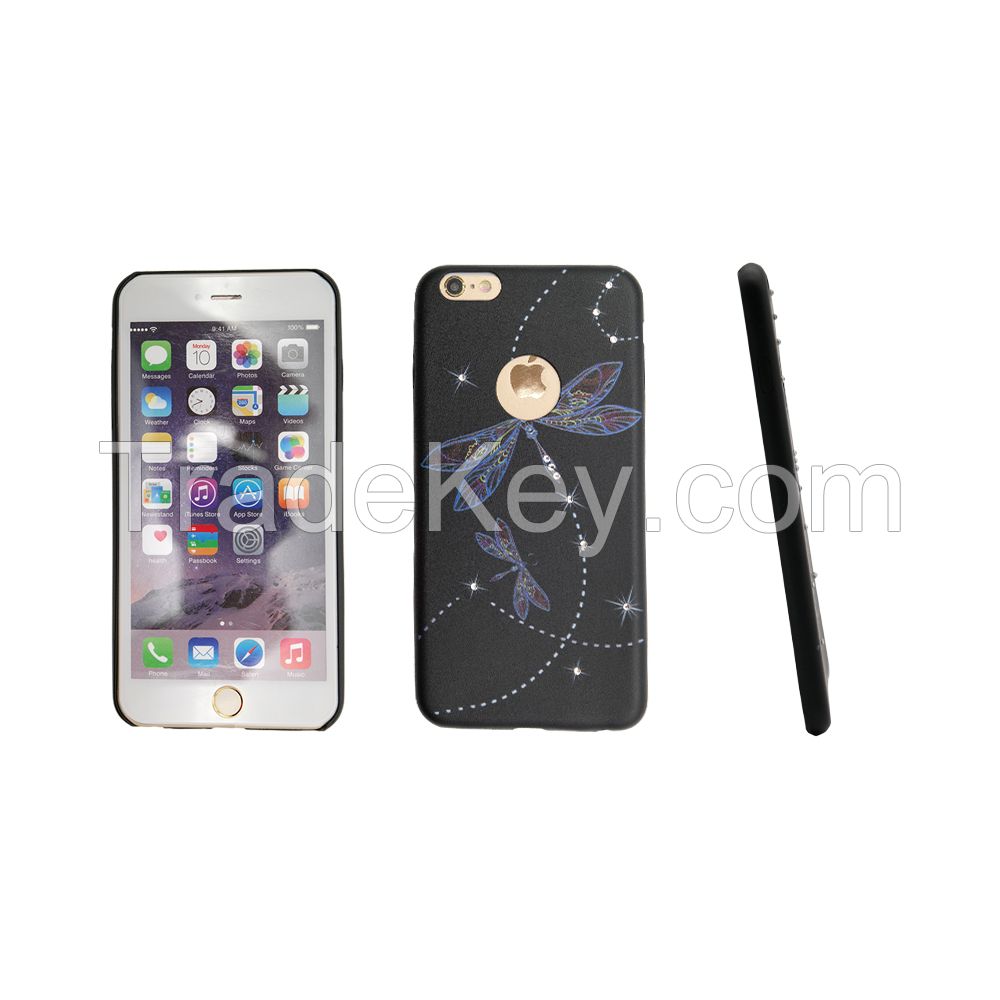 Sell PU butterfly printing with diamond phone case for iphone 5/5s/6/6plus CO-LTC-1022