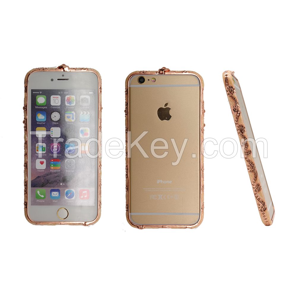 Sell Rose gold Color Chinese Style Bling Crystal Diamond case/frame for iphone 5/5s/6/6plus CO-MTL-6015