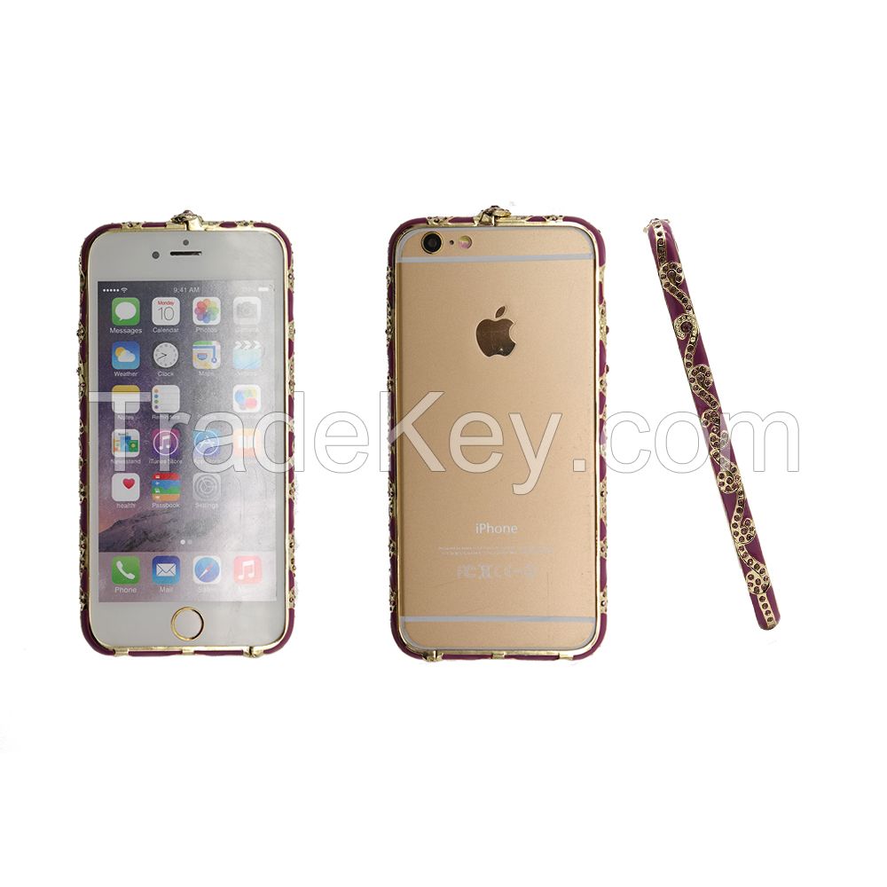 Sell Purple Color Chinese Style Bling Crystal Diamond case/frame for iphone 5/5s/6/6plus CO-MTL-6015