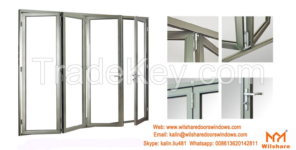 Hot sale Aluminum Double glass folding door made in CHINA